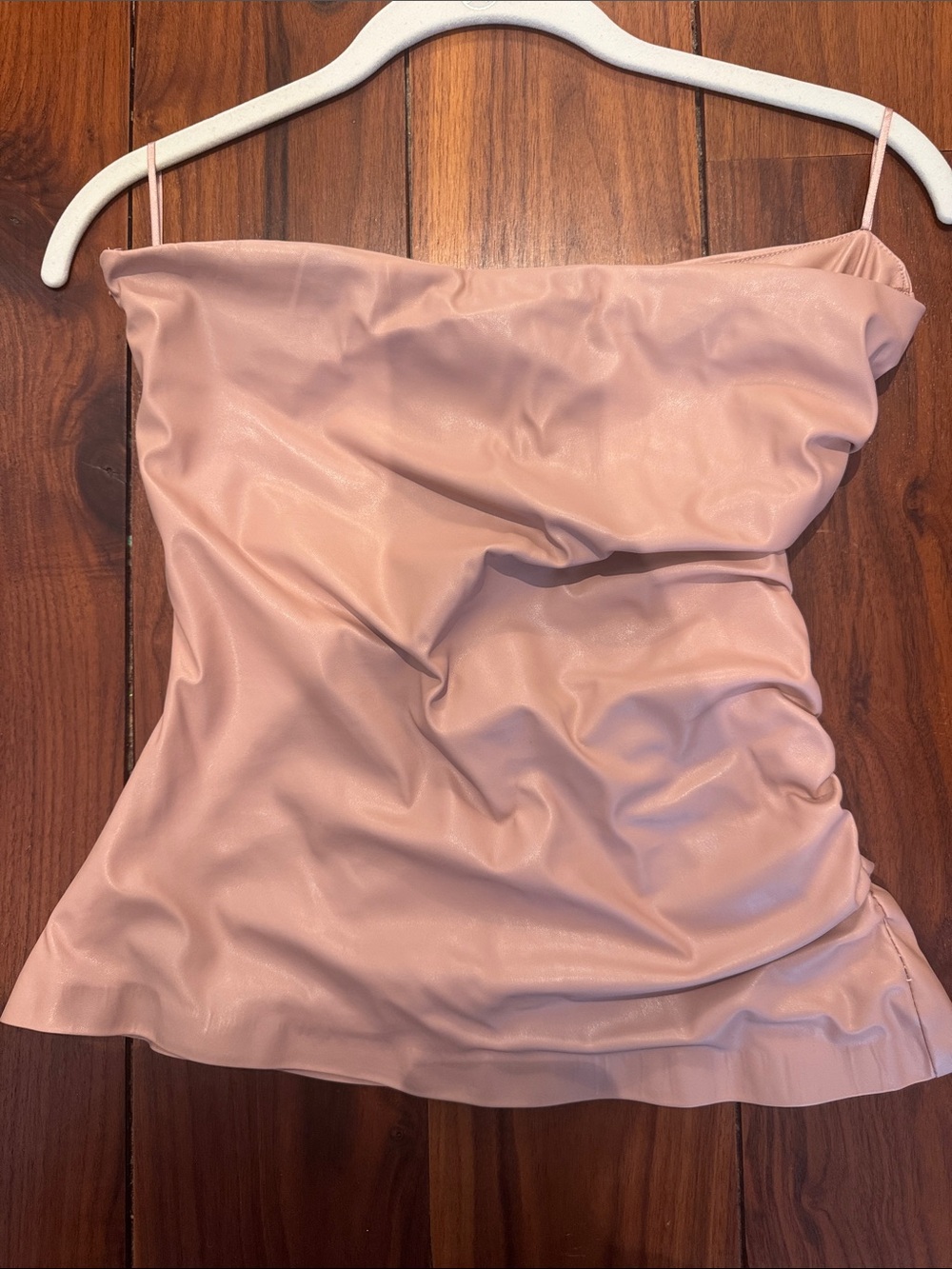 Zara Blush Pink Strapless Satin-Look Top